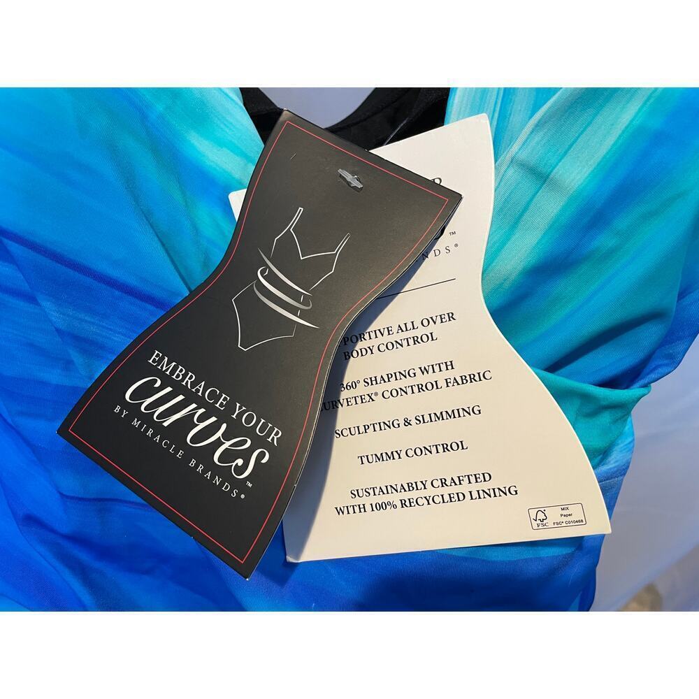 Embrace Your Curves by Miracle Brands Women's One Piece Swimsuit, Blue, Size 3X